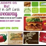 Dinner’s on Me! $300 in Restaurant GC’s Giveaway